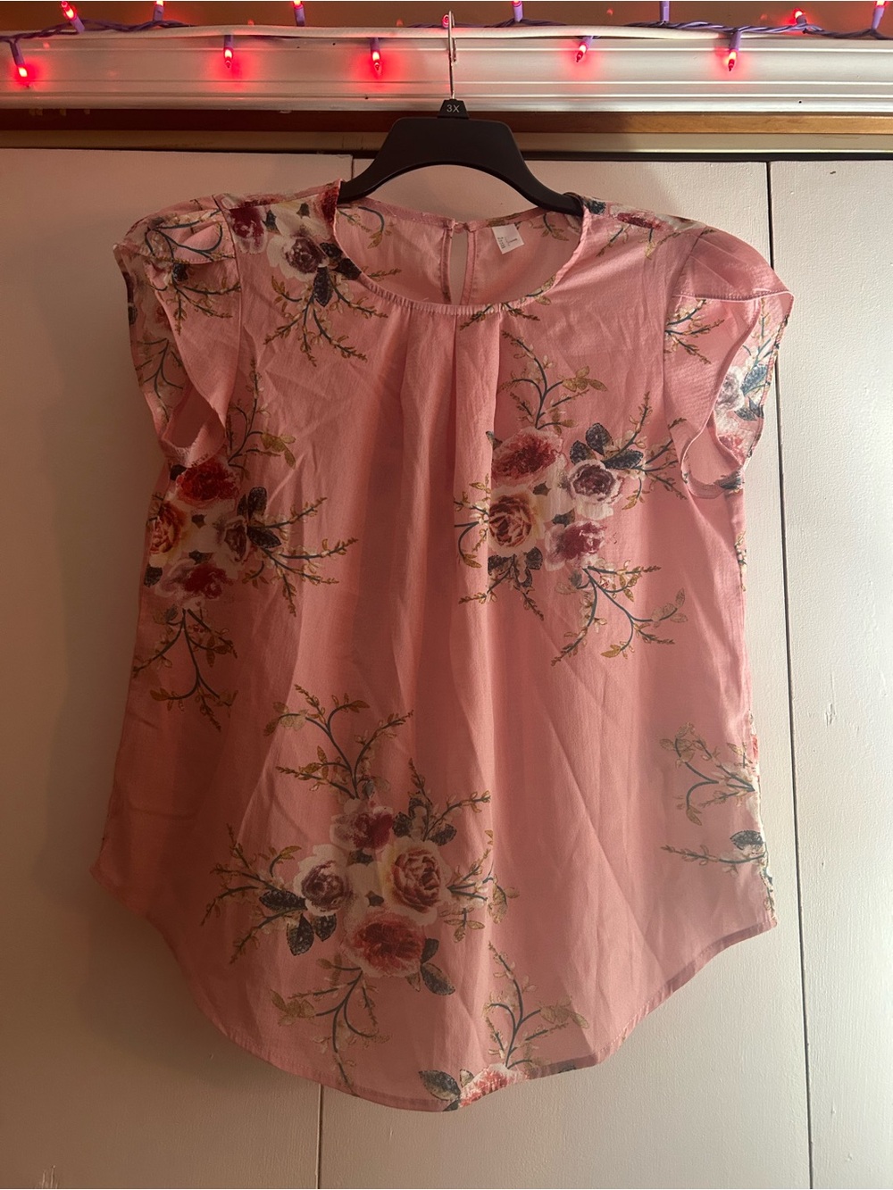 Floral Pink Short-Sleeve Blouse